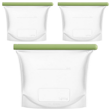 LeKue 矽膠保鮮袋 站立式 可重複使用, 21.5 x 12.5 x 7.5cm, 3個, 1入