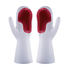 MAMIU 防滑魔術清潔刷手套,細密毛刷隔熱清潔手套 防油防汙 2合1功能, 1雙, 1包