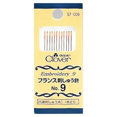 Clover cl57-009 刺繡針 適用於精緻手作 輕鬆穿過布料 享受流暢刺繡體驗, No. 9, 1件