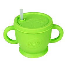 baby mambo 蔓葆 兒童矽膠兩用水杯, 300ml 柔軟防摔隔熱防漏, 綠色, 1個