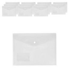 DATABANK 三田文具 橫式鈕扣公文袋 附名片袋 A4 透明PP材質, 12個/包, 24 x 33cm, 白色