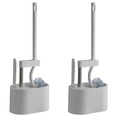 無死角馬桶刷, 徹底清潔 濃密刷毛 雙面刷頭, 灰色, 2支