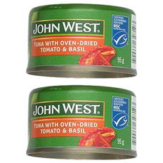 JOHN WEST 烤箱乾燥番茄羅勒鮪魚, 95g, 2罐