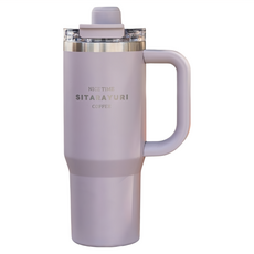 Sitarayuri 磁吸蓋不鏽鋼保溫杯 手柄款, 900ml, 霧灰紫, 1個