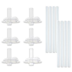 BBTTO 吸管替換組 吸嘴 6個 + 吸管 8支 吸管長度150mm 吸嘴直徑52mm, 透明, 1組