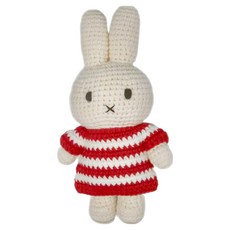 miffy 米飛 手工編織玩偶 5328002RS, 24cm, 紅色條紋洋裝, 1個