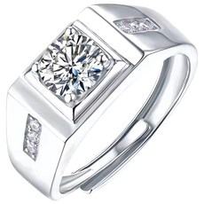 CF Diamond 男戒 莫桑鑽 1克拉 國際標準S925純銀