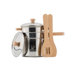 New Classic Toys 夢想主廚鍋具套件組, 天然木材無毒塗料, 精緻擬真, 1組, NO.10640, 13 x 22 x 13cm