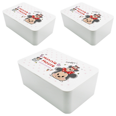 收納王妃 TSUM 迪士尼塑膠收納盒 188 x 122 x 75mm, 粉點米妮, 3個