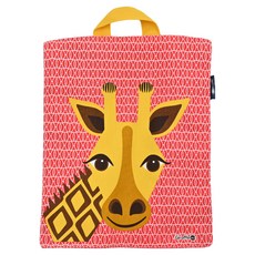 coqenpate 小童寶包幫 亮眼橘紅底色 無農藥棉花材質 適合中小童書包/小旅行包, 23 x 23 x 7.5cm, 長頸鹿22