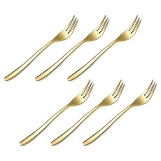 AHOYE 輕奢不鏽鋼水果點心叉6件組 13cm, 1組, 金色