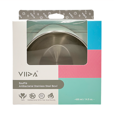 VIIDA Soufflé 抗菌不鏽鋼餐碗, 430ml/14.5oz, 食品級矽膠蓋, 湖水綠, 1個