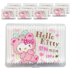 Hello Kitty 凱蒂貓 塑軸棉花棒 200支, 12包