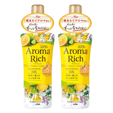 LION 獅王 Aroma Rich 台灣公司貨 衣物香氣柔軟精 黃色, 520ml, 2瓶