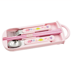 Skater 塑膠AG抗菌三合一餐具組, 湯匙 + 叉子 + 筷子, 恐龍, 1組