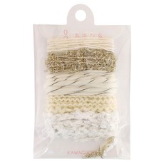 KAWAGUCHI迷你編織器用線 tk15-426 多材質混搭 手作線組, 白色 + 淡黃色 + 金色, 1入