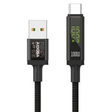 AIDOGA 艾迪伽 鎧甲系列 三合一 Type-C 智能斷電數顯充電傳輸線 100W DC4171, 鈦灰色, 1條, 1.2m