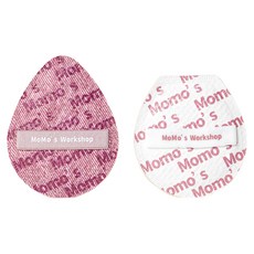 MoMo's Workshop 毛吉吉棉花糖氣墊粉撲2件組 夏日丹寧款 附收納盒, 粉色 + 白色, 1組