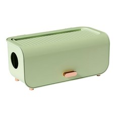 艾米購物 掀蓋式電線收納盒 簡約設計 頂部凹槽可放置手機 多孔出線 大容量安全散熱, 綠色, 1個