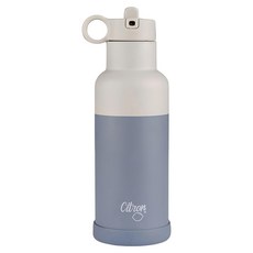 Citron 小檸檬 三層保溫瓶 500ml, SGS 認證, LFGB 食品容器驗證合格, 防漏設計, 含竹蓋和吸管蓋, 保冷24小時/保溫12小時, 霧靄藍, 1個
