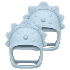 固齒器 三角龍 Set 2, 食品級矽膠材質, 藍灰色, 2個