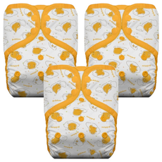 THiRSTiES 有機棉壓扣成長型口袋式布尿布 SANRIO聯名款 - Gudetama 蛋黃哥, XL 18-27 kg, 3件