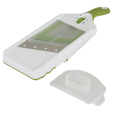 KAI 貝印 KITCHEN 可調整3段式刨絲/切片器 不鏽鋼刀片 ABS樹脂, 白色 + 綠色 + 銀色, 1個