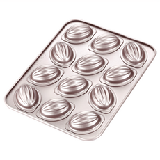 CHEFMADE 學廚 金色12連不沾橄欖球蛋糕模 重型碳鋼, 1個