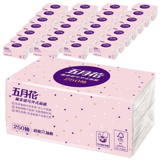 五月花 細柔感可冲式面紙 250抽, 250張, 36包