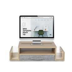 Ermutek 二木科技 多功能收納桌上型木質雙層設計螢幕增高架, SR-015