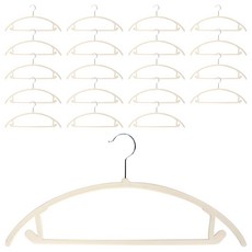 小麥購物 加寬肩款植絨衣架, 米白色, 20個