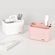litem. 里特 Porta手提可堆疊整理盒 Set 2, 北歐風簡約時尚設計 HIPS材質, 粉紅色 + 白色, 1組