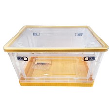 五開門摺疊收納箱, 密封盒蓋, 防塵防潮, 滾輪設計, 加大號56L|3開門, 黃色, 1個