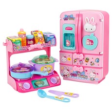 粉紅兔豪華廚房套裝組家家酒 大冰箱 + 瓦斯盧 + 飲水機 + 大公仔 授權37024, 1套, 顏色隨機