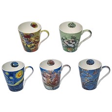梵谷油畫 骨瓷馬克杯五件組 420ml, 1組