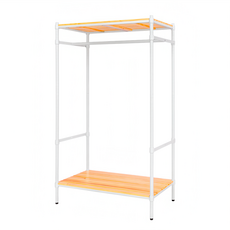 dayneeds 日需百備 松木 烤漆2層單桿衣櫥, 白色 + 原木色