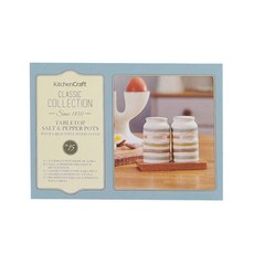 KitchenCraft 木座調味罐 復古條紋 KCADB18 2個, 1組, 2個調味罐 + 1個木座