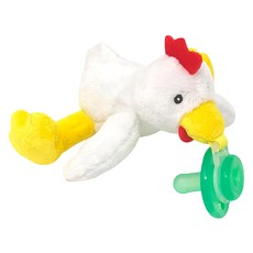 nookums 安撫奶嘴玩偶 - 造型搖鈴款，柔軟舒適，附贈仿母乳實感型奶嘴, 早安咕咕雞, 0個月以上, 1個