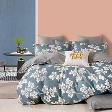 Ania Casa 涼感親膚 吸濕排汗 全包覆設計, 床包+ 被套 + 枕套, 單人, 紛然葉語