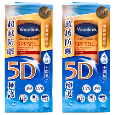 Vaseline 凡士林 5D極護水感防曬乳 SPF50+ PA++++ 全波段防護 阻隔紫外線 預防曬後斑點、細紋及光老化, 170ml, 2瓶