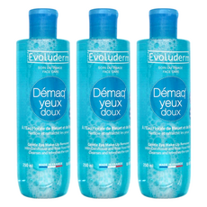 EvoLuderm 親膚溫和眼唇卸妝液 250ml, 法國原裝進口, 玫瑰花水, 一般眼唇適用, 3瓶
