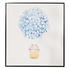 幸福起飛 繡球花裝飾畫, 黑色框