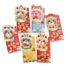 bebehome 發大財前掀蓋創意紅包袋 6個, 加厚銅板紙, 尺寸8.8x16.8公分