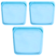 stasher 方形矽膠密封袋, FDA食品級, 可重複使用, 耐高低溫, 19.05 x 17.78 x 2.54cm, 1個, 3個