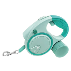 Nice u 毛樂趣 LED 寵物自動伸縮牽引繩 ABS塑膠 尼龍繩 不鏽鋼金屬, 綠色, 16 x 3.5 x 15.5cm, 1個