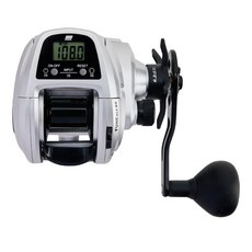 Abu Garcia Fune DLC 計米輪 大字元 小烏龜 梭形 捲線器 船釣 海釣 船舷警報器 小搞搞 Fune DLC H – L 左捲, 1個, 銀色 + 黑色