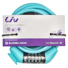 GIANT 捷安特 Liv Flex Combo+ 鋼索號碼鎖 8x1800mm SURELOCK, 1個, AQUA