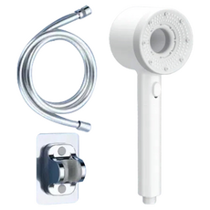 A&R 五段式增壓蓮蓬頭3件組 白色 - 強勁水流 多種模式 輕鬆安裝, 1組