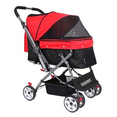 DO DO PET SUV級豪華輕便加大座艙寵物推車 25kg以下猫狗適用, 1台, 紅色