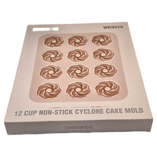 CHEFMADE 學廚 12連旋風甜甜圈蛋糕模 WK9928 10.2 x 12.8 英寸, 金色, 1個